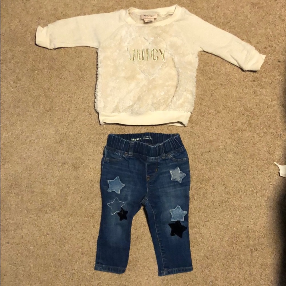 12 mo outfit bundle juicy sweater/gap jeans